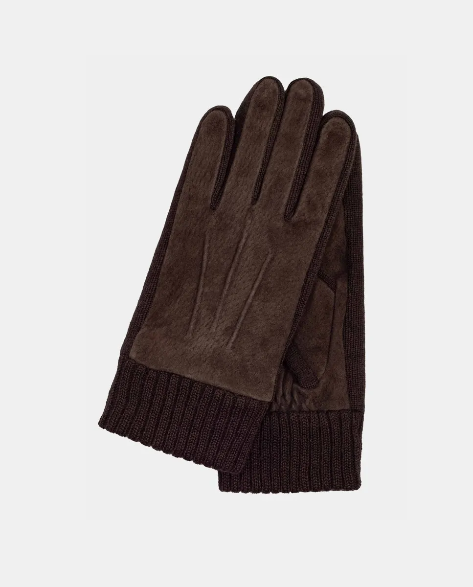 

Кожаные перчатки коричневого цвета с трикотажными манжетами Kessler