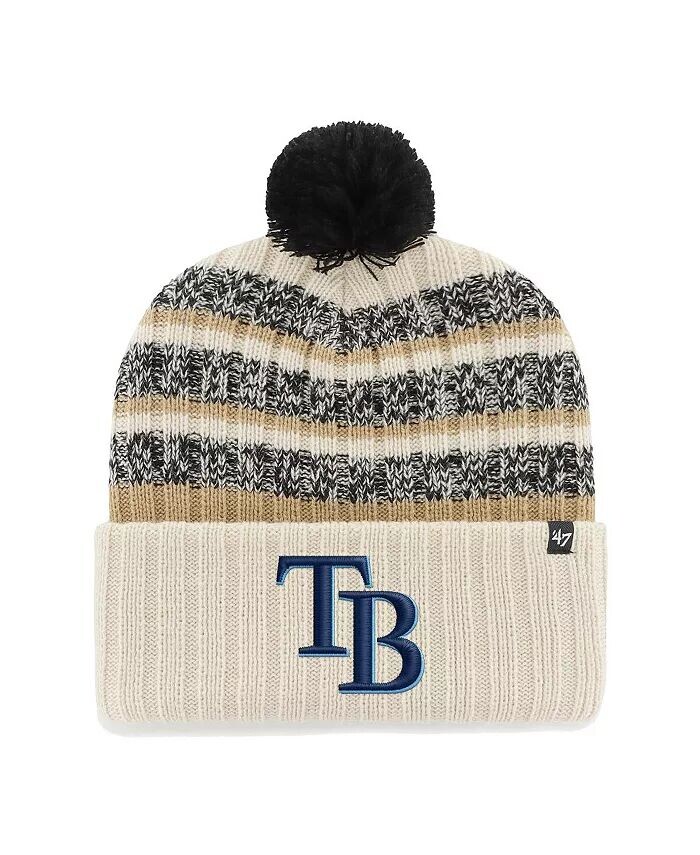 

Мужская вязаная шапка Tampa Bay Rays Tavern Natural с манжетами и помпоном '47 Brand, бежевый