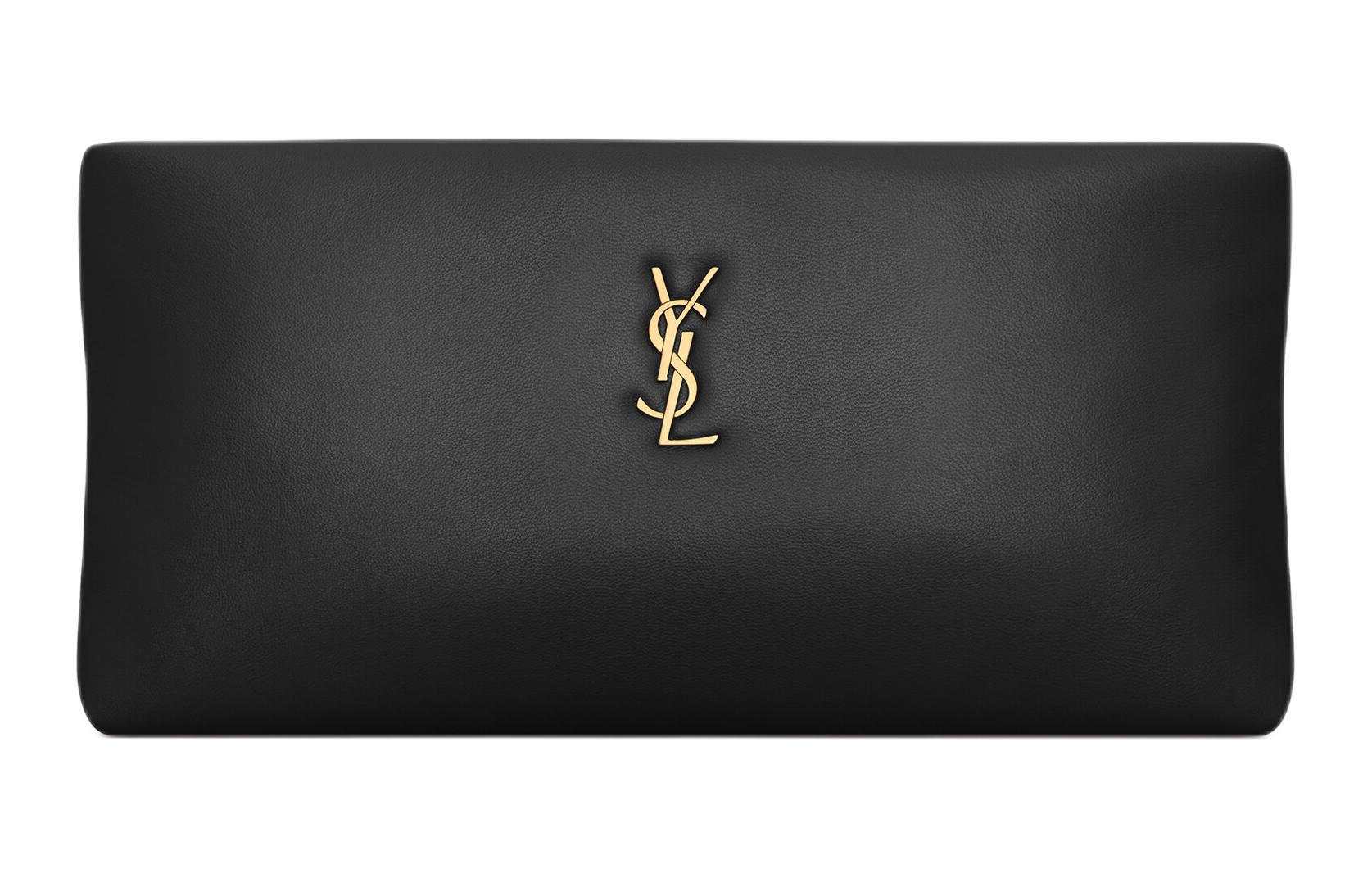 

SAINT LAURENT Клатч из овчины женский, черный