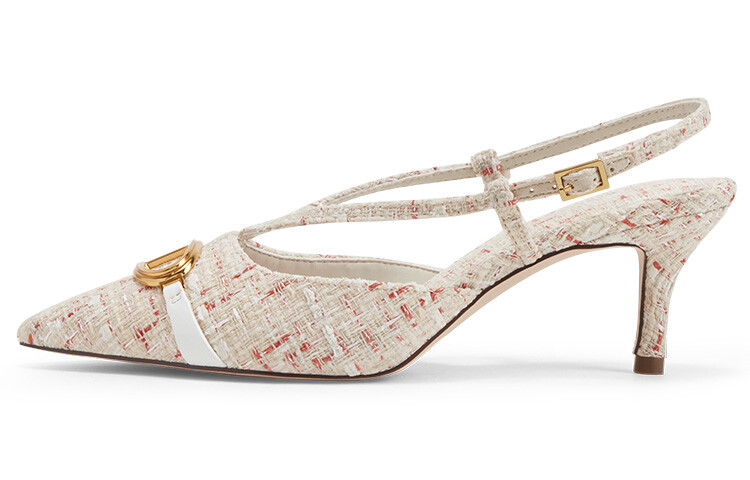 Туфли на высоком каблуке женские молочно-белые Charles&Keith
