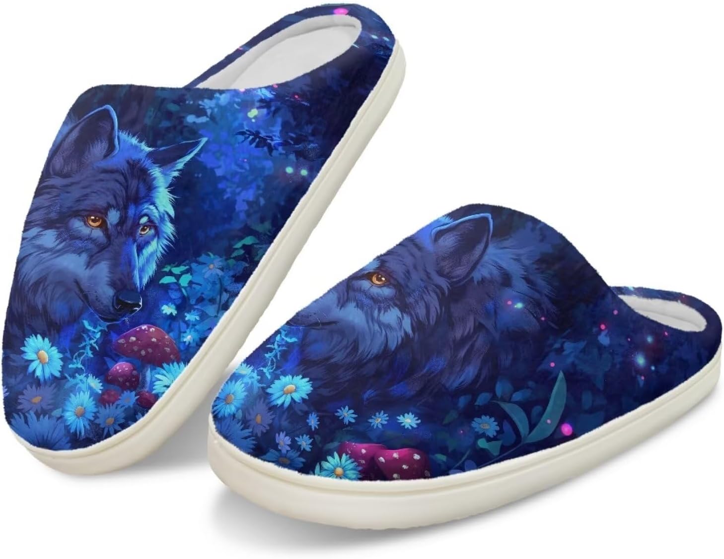 

Мягкие тапочки для женщин, домашние милые тапочки для подростков, размер 4-12 Cugasmaru, Wolf Flower