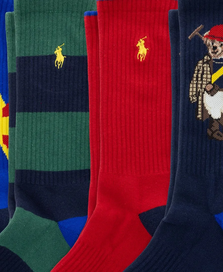Мужские носки с цветными блоками, набор из 6 пар Polo Ralph Lauren, красный rugby/темно-синий/royal/темно-синий/красный/зеленый rugby — фото 2