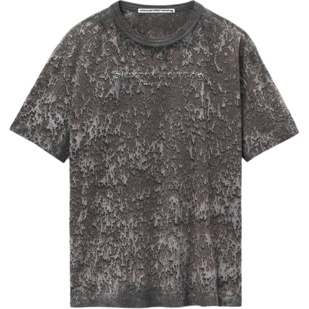

Футболка Alexander Wang с тисненым логотипом и эффектом брызг, серая