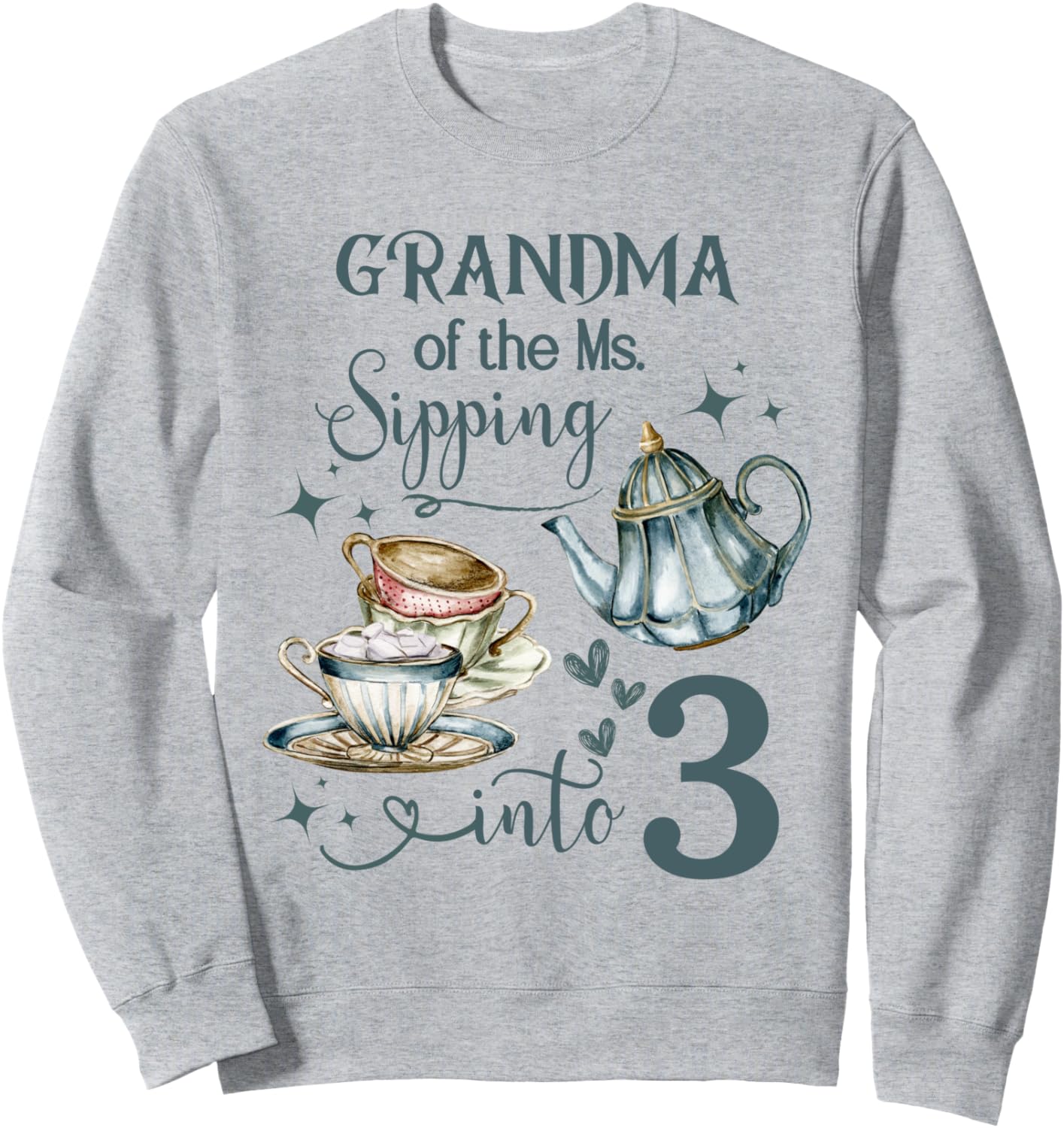 

Чайник в честь третьего дня рождения бабушки, чай пастельных тонов и толстовка для вечеринки по случаю третьего дня рождения Family Look Tea Bday Pastel Decorations Gifts, серый