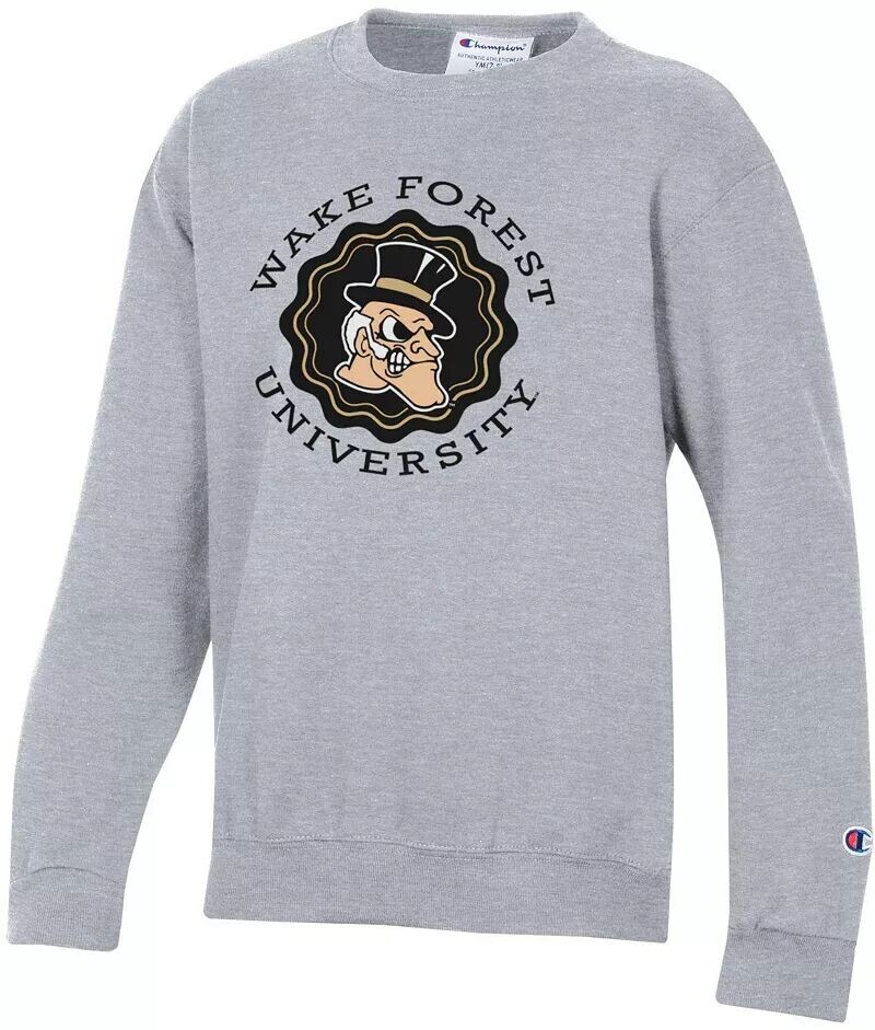 

Champion Youth Wake Forest Demon Deacons Хизер Серый пуловер Powerblend Толстовка с круглым вырезом