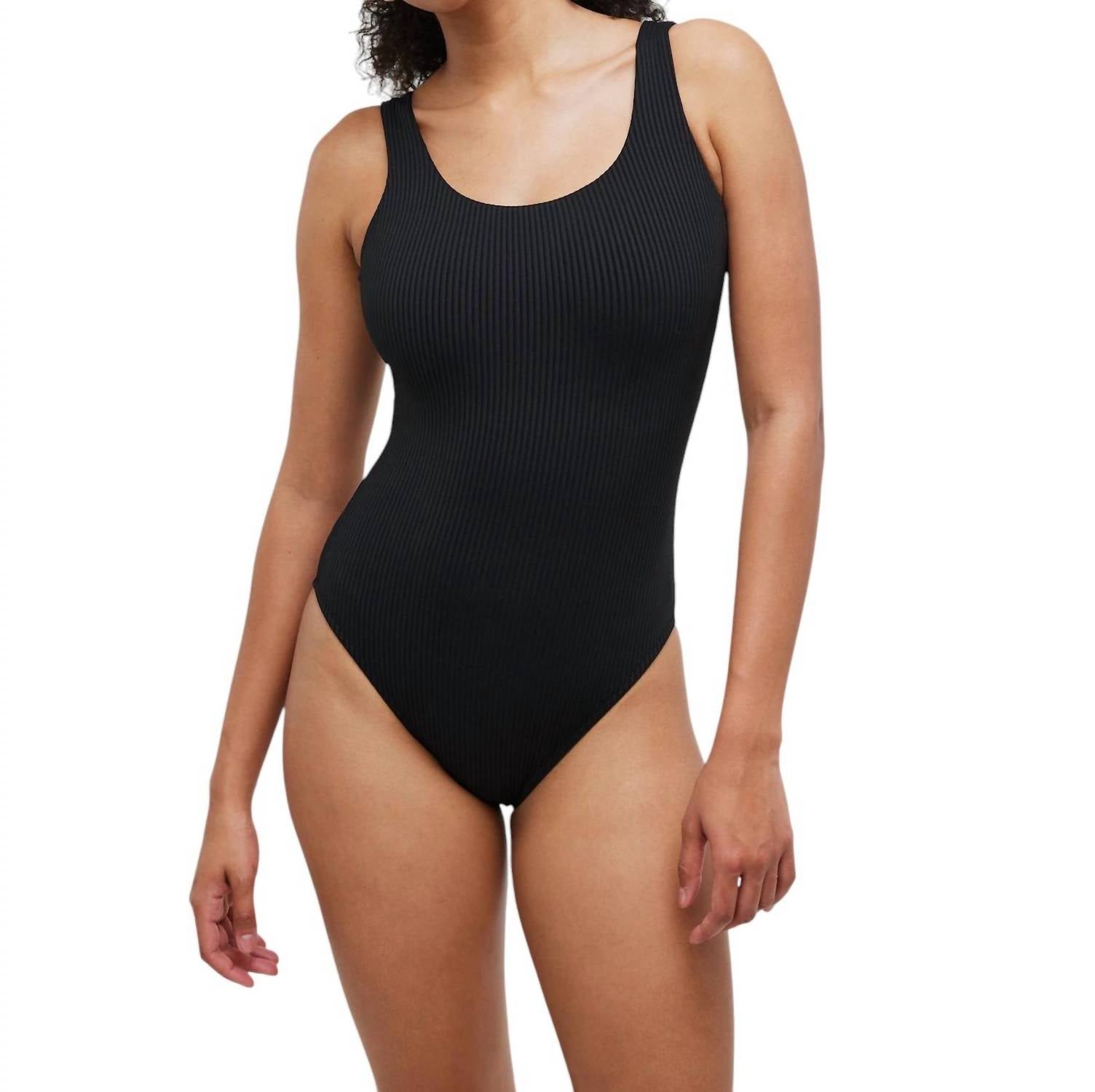

Слитный купальник Ribbed Scoop черного цвета Madewell