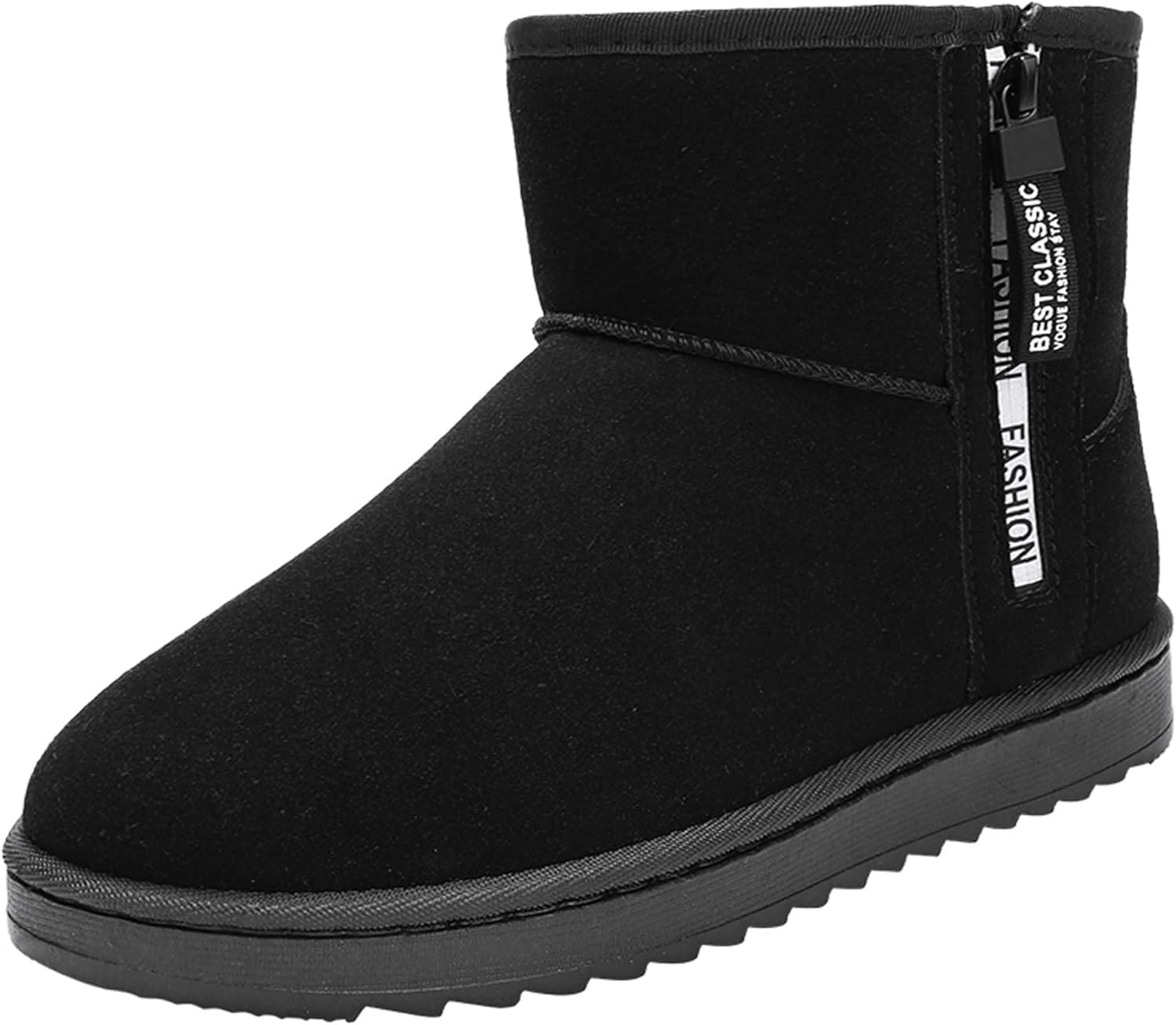 

Зимние пушистые хлопковые туфли мужские Модные и матовые кожаные короткие зимние ботинки Generic, черный