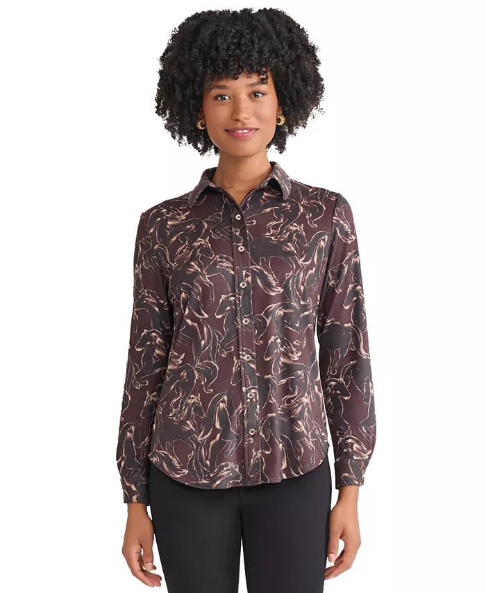 

Женский топ с длинными рукавами и принтом на пуговицах спереди Jones New York, мультиколор