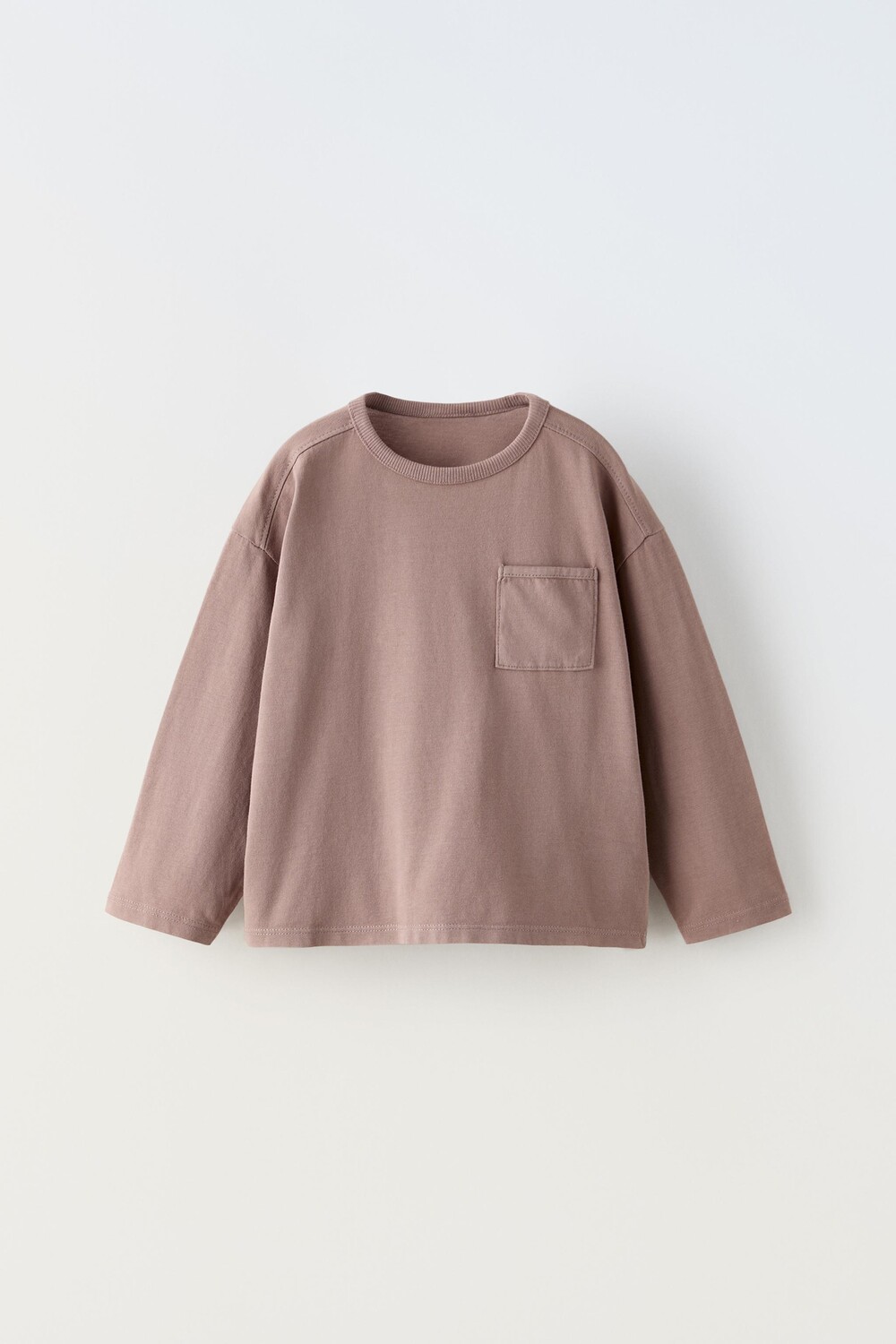 

Простая футболка с карманом ZARA, коричневый/серо-коричневый