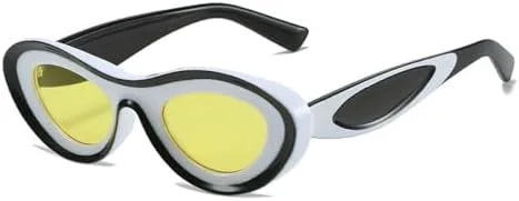 

Солнцезащитные очки «кошачий глаз» вогнутой формы для женщин, двухцветные овальные солнцезащитные очки для мужчин, сине-зеленые, ретро, ​​UV400 MTZJH, White