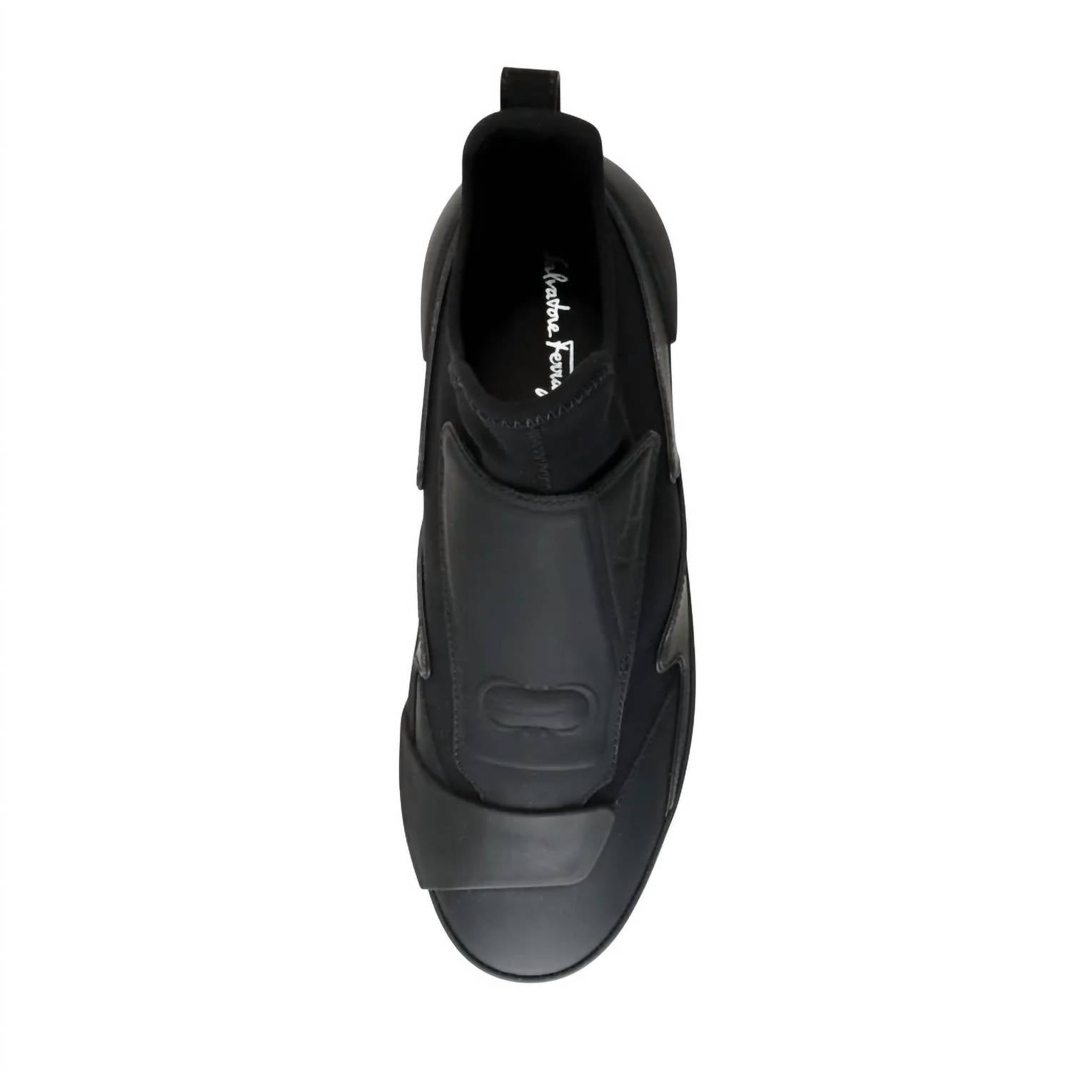 Мужские кожаные низкие кроссовки Slip-On черного цвета Salvatore Ferragamo, черный — фото 3