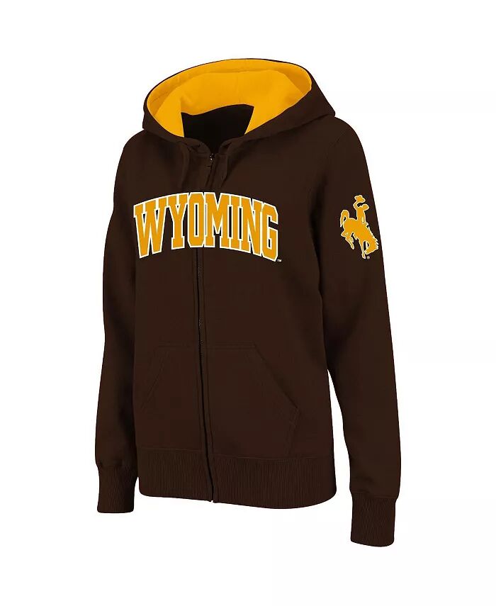 

Женская коричневая толстовка с капюшоном и молнией с арочным названием Wyoming Cowboys Colosseum