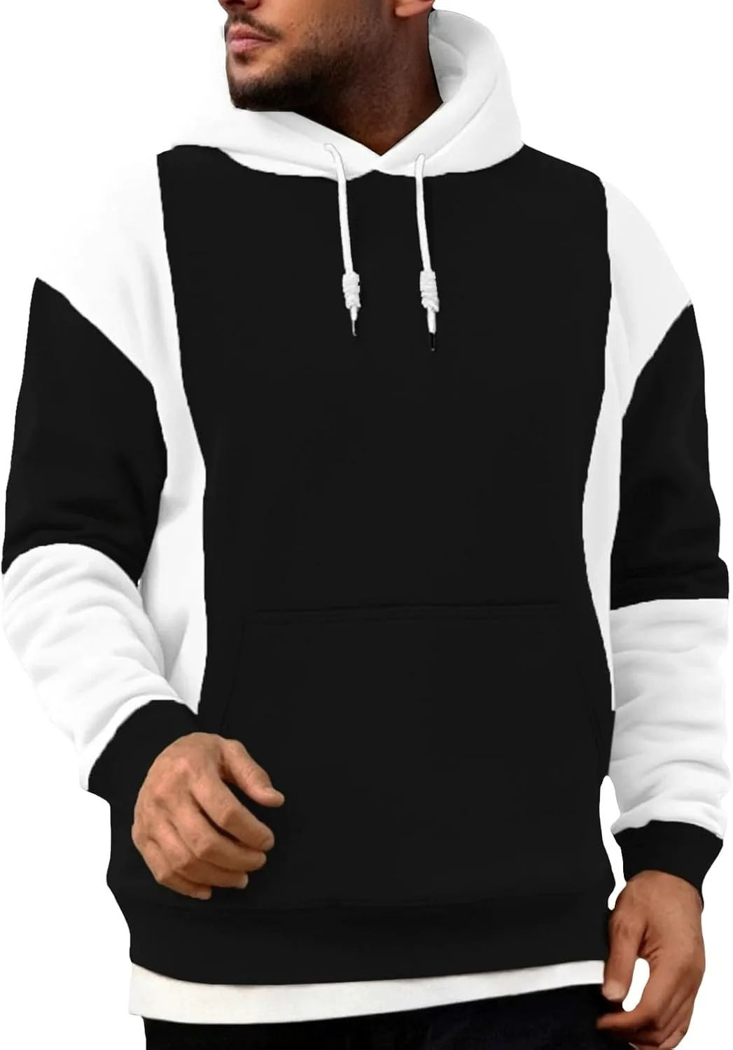 

Мужской худи с цветными блоками и карманом-кенгуру Slim Fit