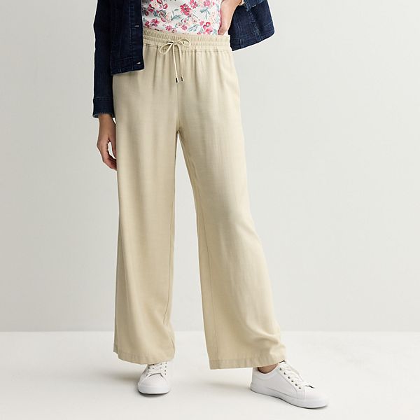 

Женские брюки с завышенной талией и широкими штанинами Croft & Barrow, Odell Beige