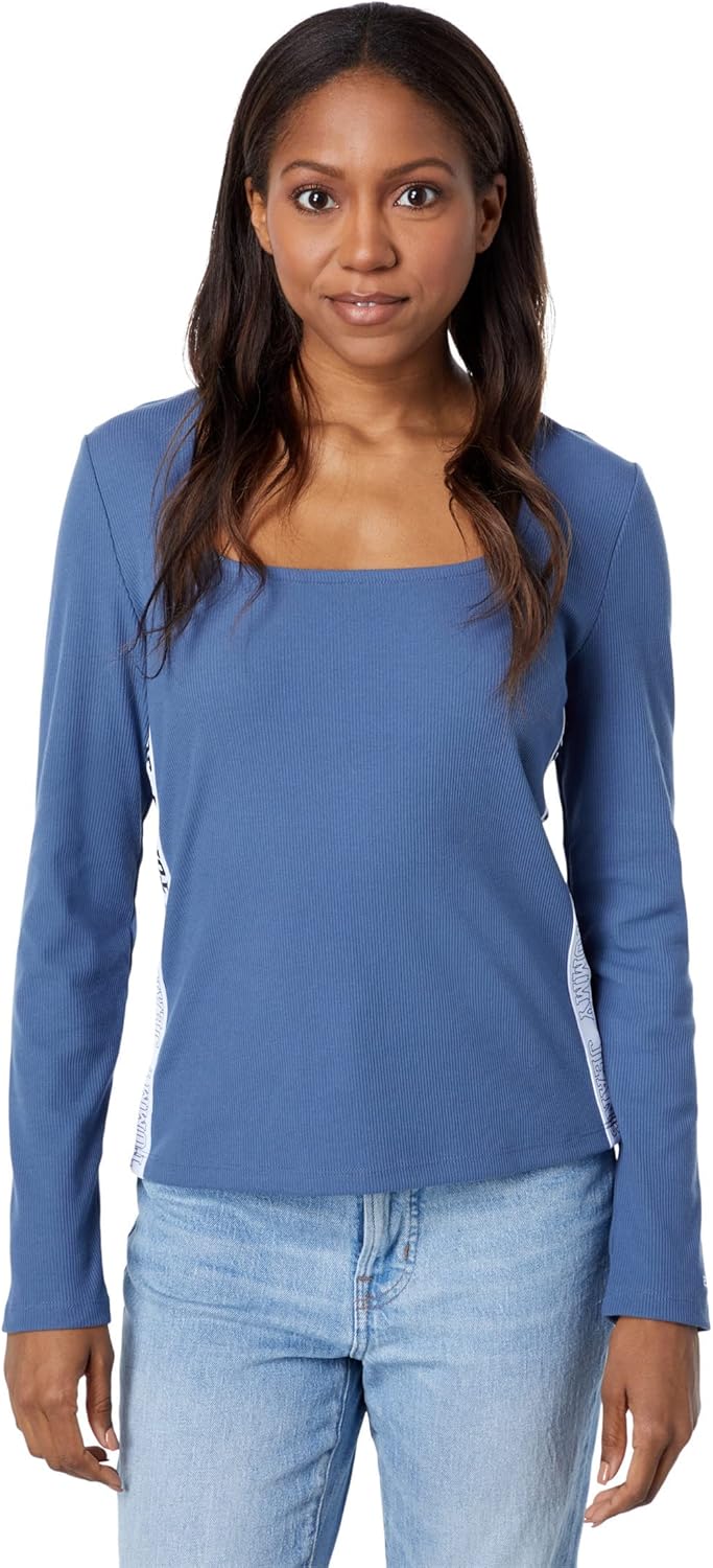 

Женская футболка Tommy Hilfiger Tommy Jeans с квадратным вырезом и длинным рукавом, Vintage Blue