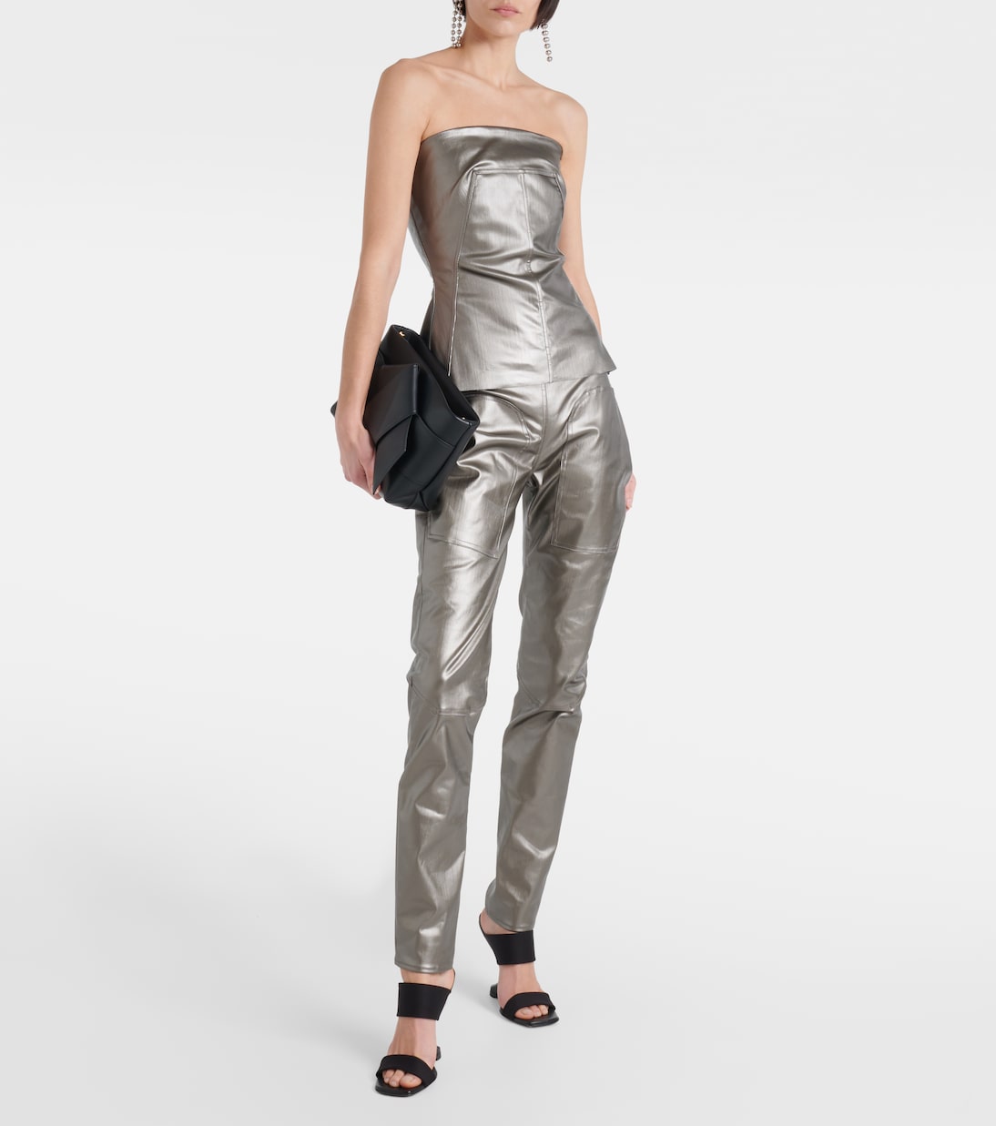 Металлические джинсовые леггинсы Rick Owens, Gun Metal — фото 2