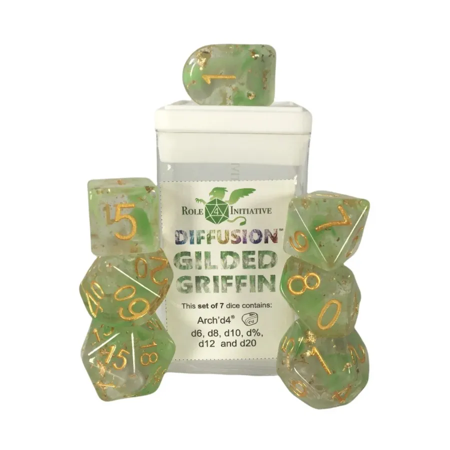 

Набор Diffusion Poly — позолоченный грифон с символом существа (7), Class & Creature Dice - Poly Sets