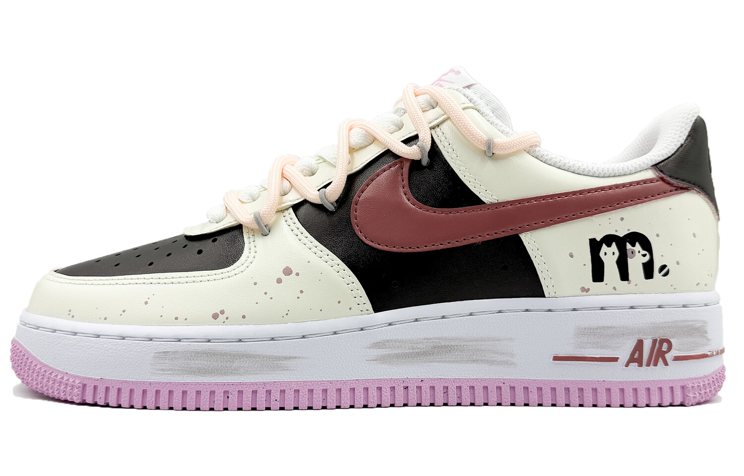 

Кроссовки Nike Air Force 1 Skateboarding Shoes Men Low-top Core Black/Acid Orange/Lucid Pink, черный/желтый