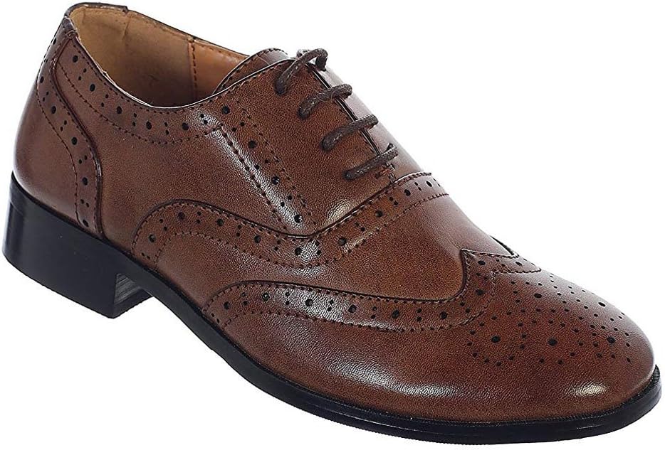 Детские матовые лакированные туфли-оксфорды для мальчиков Igirldress, Brown 121