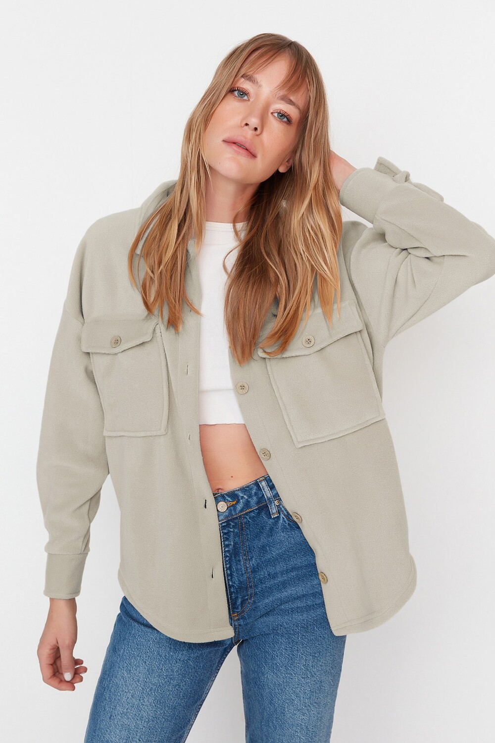 

Куртка - Бежевый - Oversize Trendyol