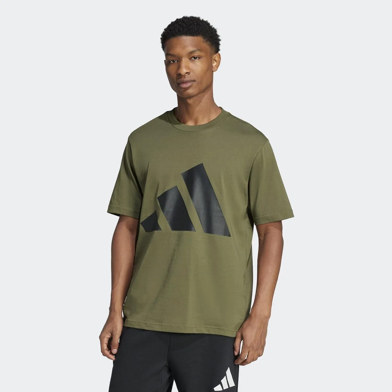 Футболка adidas Essentials Big Logo Single Jersey, Olive Strata / Black — фото 2
