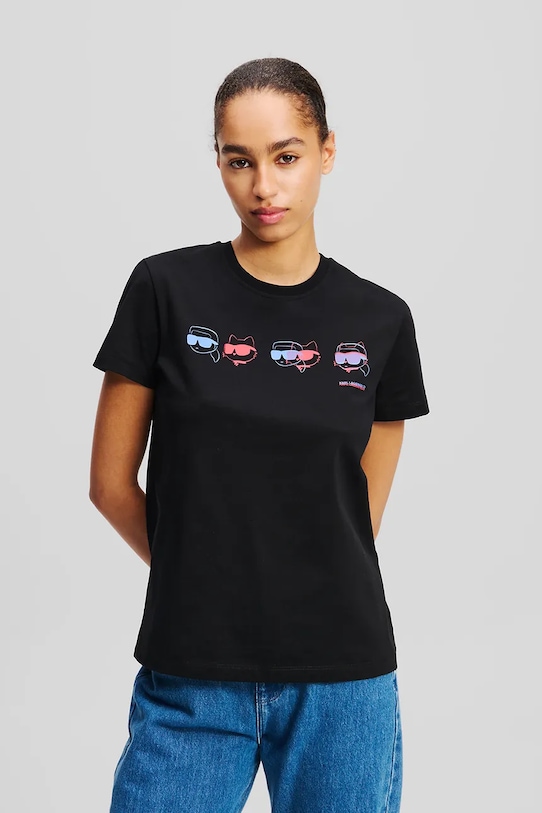 

Хлопковая футболка IKON Karl Lagerfeld, черный