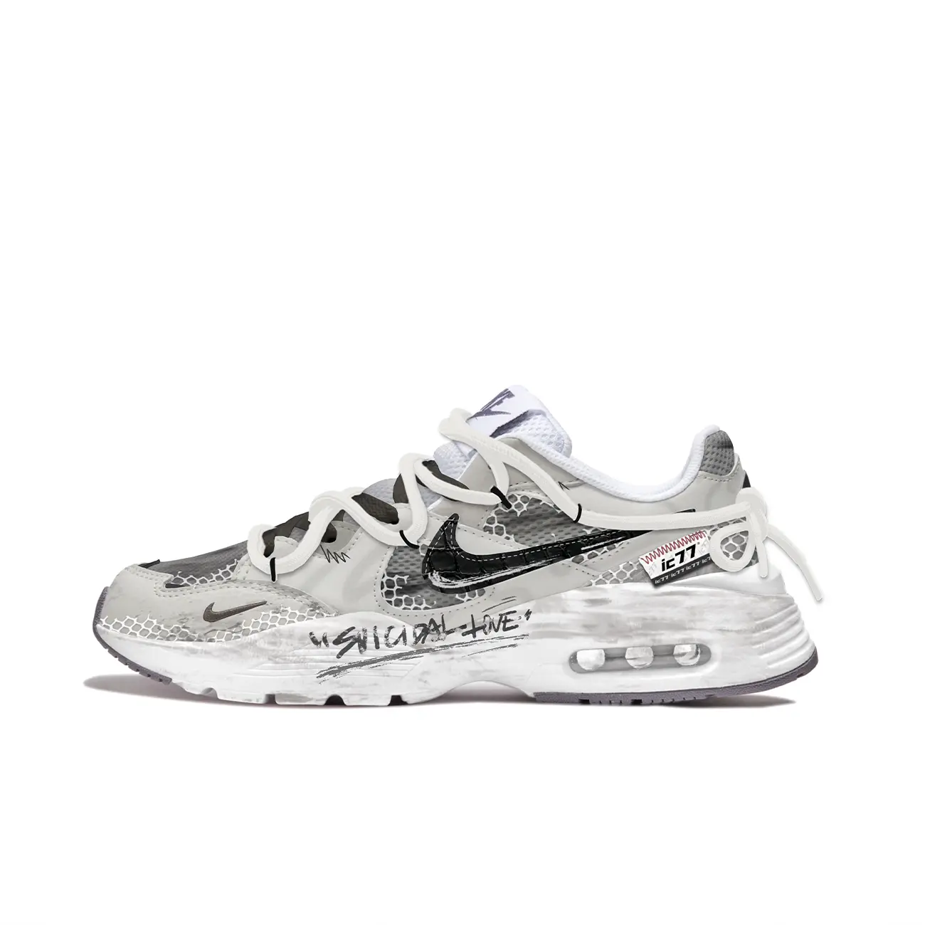 

Nike Кроссовки для бега Air Max Fusion Slip Resistant Abrasion Resistant низкие женские Gray White