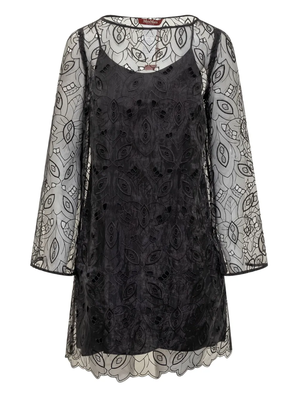 

Платье мини с вышивкой MAX MARA, черный