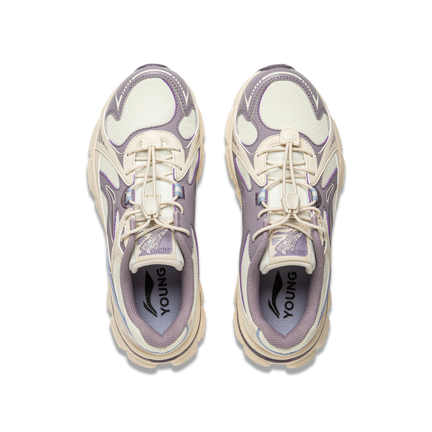 LINING YOUNG Детские кроссовки с низким верхом, устойчивые к истиранию, противоскользящие, с амортизацией, с отскоком, белые, фиолетовые — фото 3