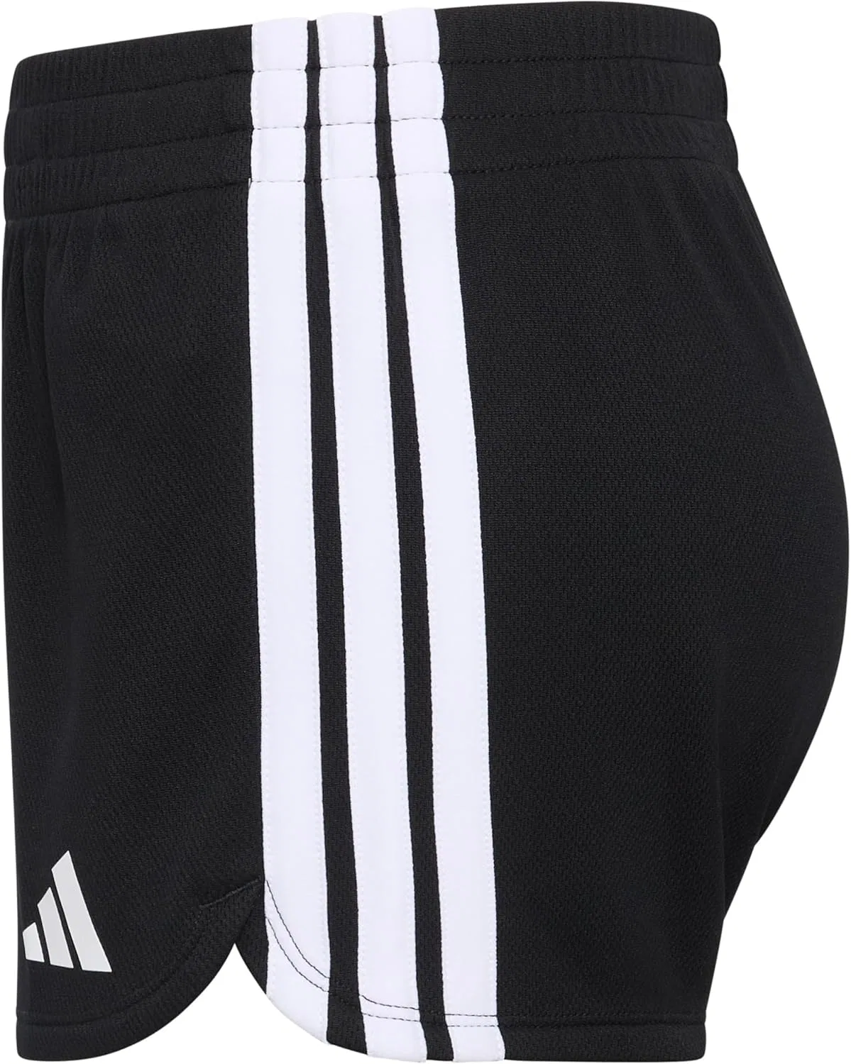 Шорты для девочек с 3-полосным дизайном, adidas, черные/белые в полоску — фото 2