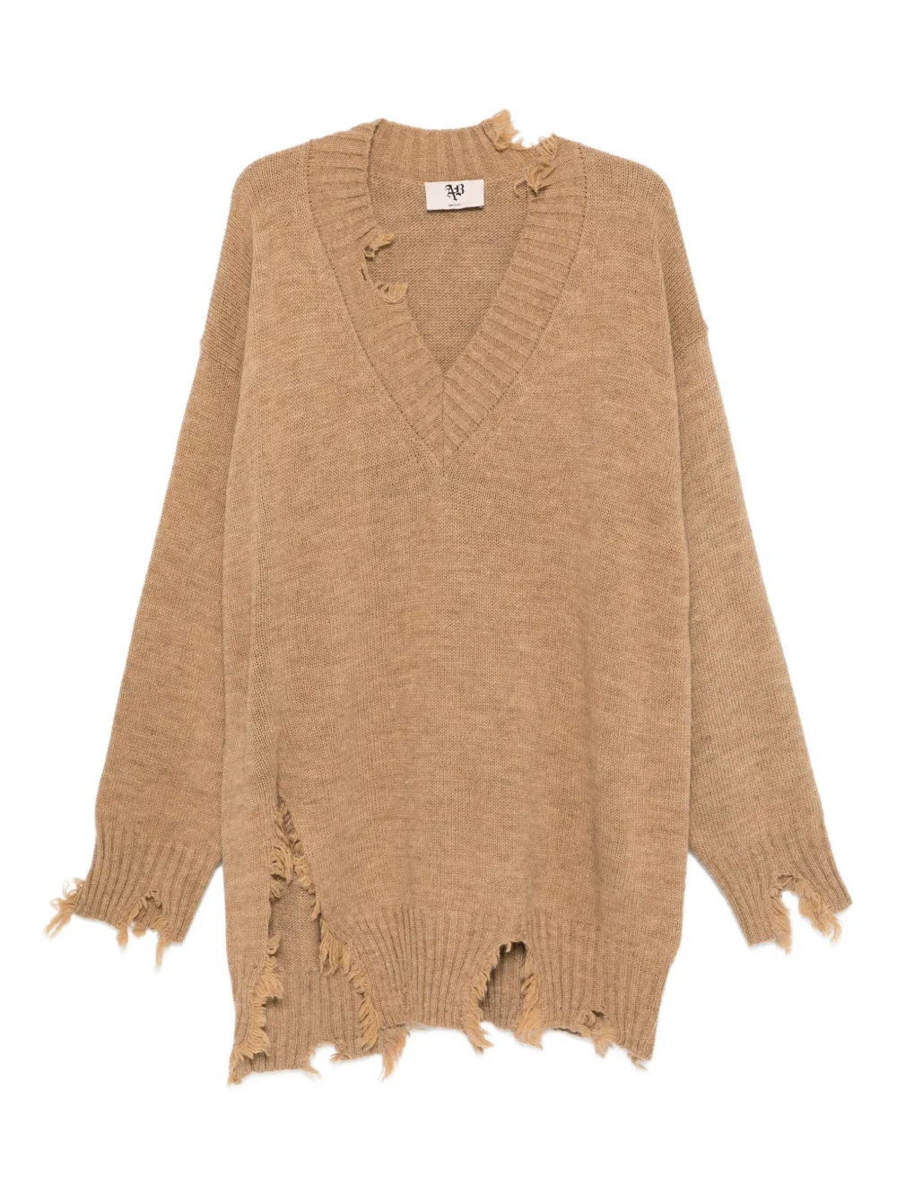 

Свитер с V-образным вырезом и необработанными краями Aniye By, нейтральный