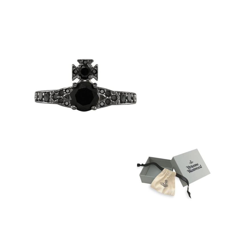 

Vivienne Westwood Кольцо Unisex Black Recycled Silver Saturn Inlaid