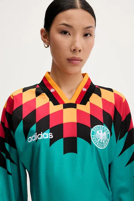 Лонгслив с декольте в сereк Germany Adidas Originals, бирюзовый — фото 4