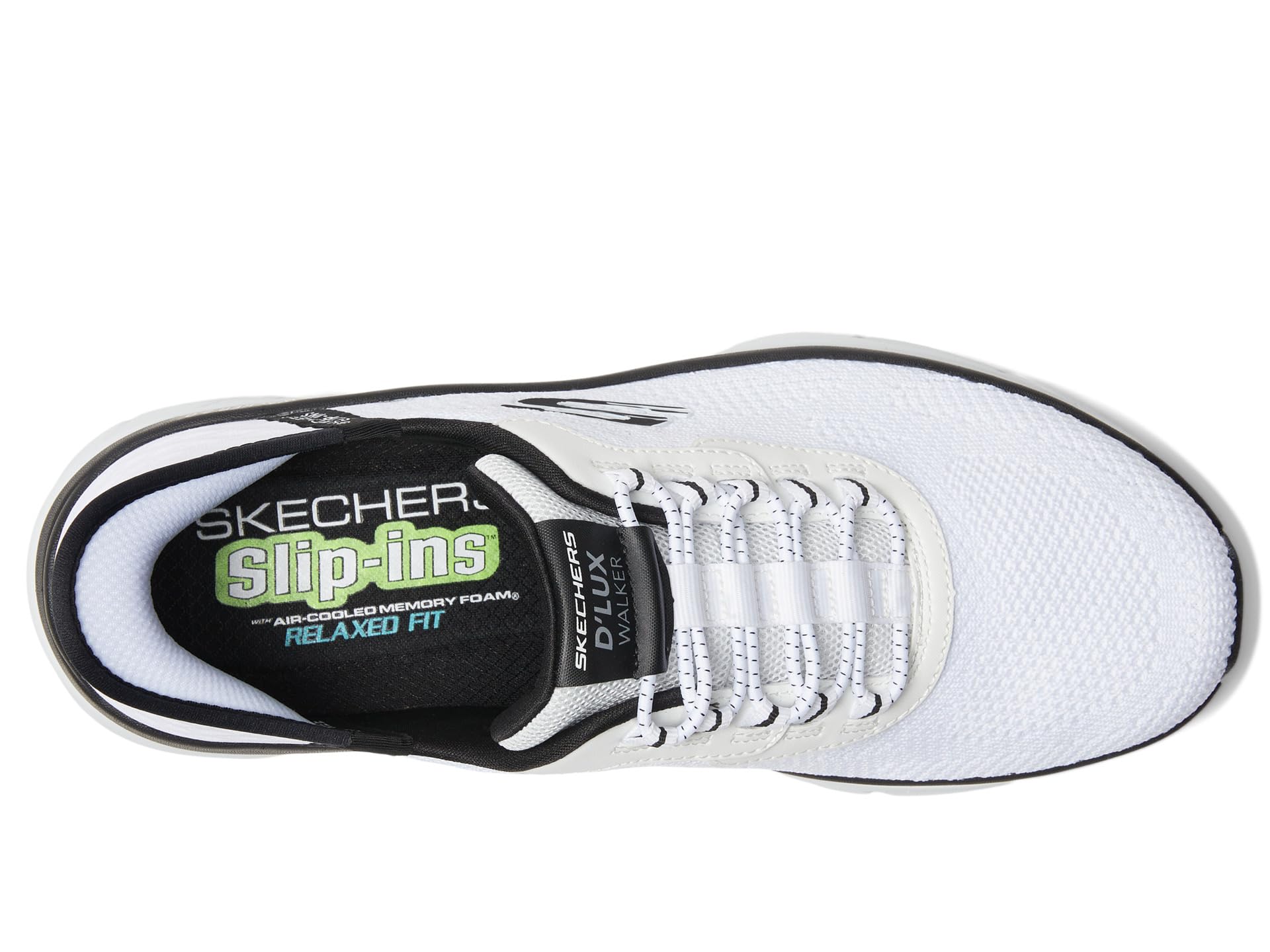 Кроссовки SKECHERS D'Lux Walker 2.0 Rezinate Hands Free Slip-In, белый/черный — фото 2