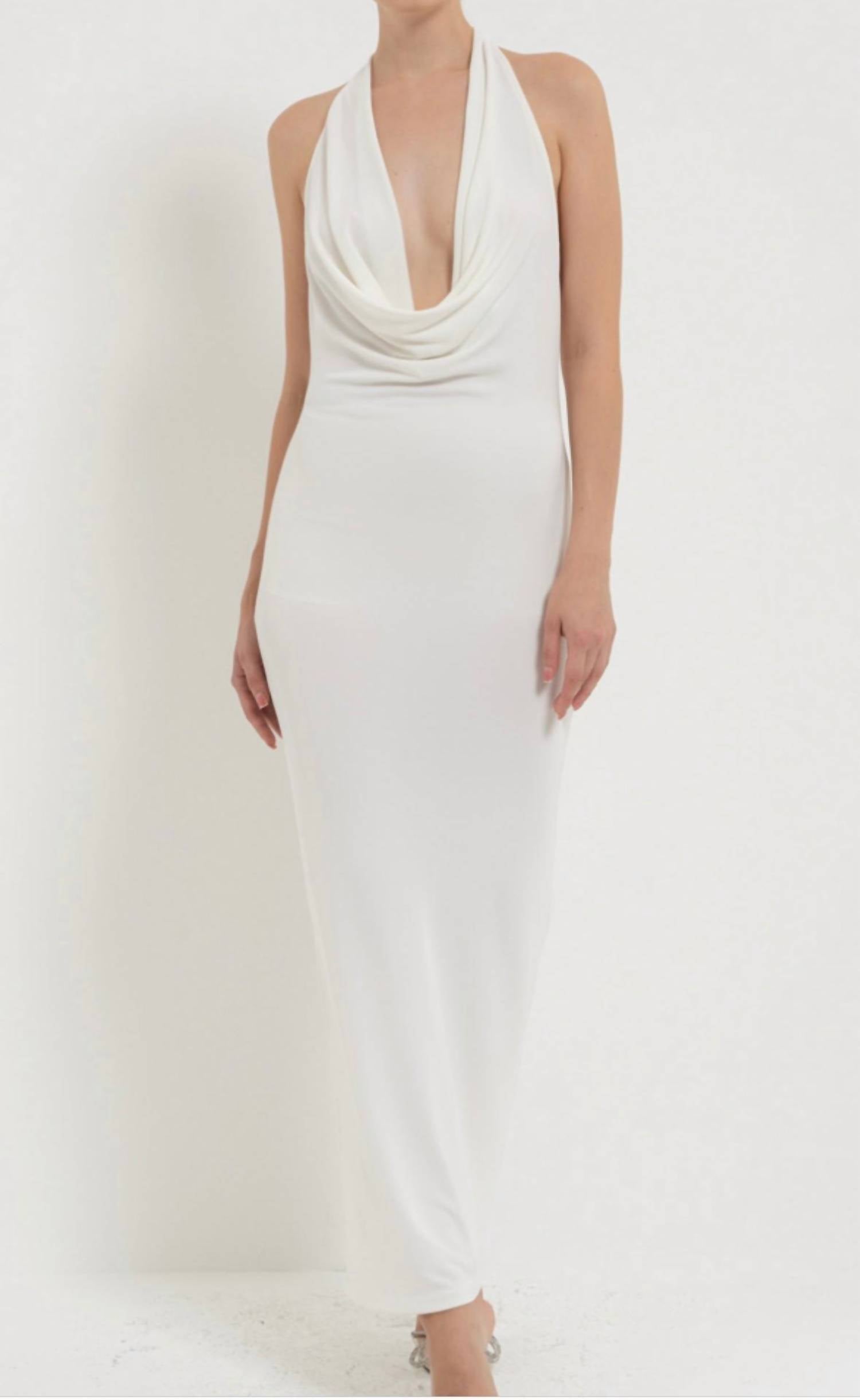 

Белое макси-платье без спинки Kikiriki