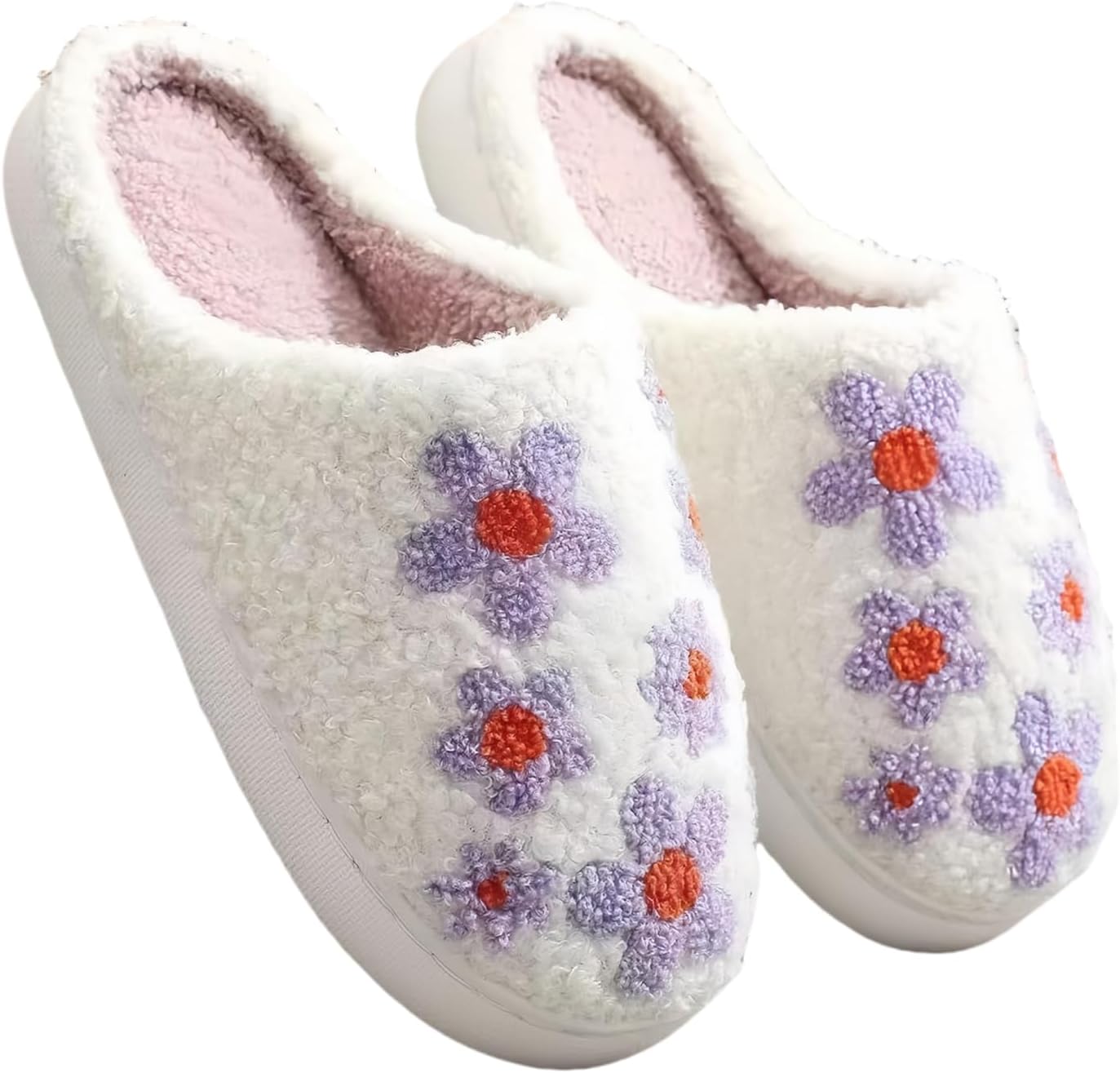 

GEBUFAW Милые плюшевые тапочки для женщин и мужчин с вышитым цветочным бантиком в виде кактуса или буквами, на подкладке из пены с эффектом памяти, с мягкой подошвой, унисекс, удобные и стильные, фиолетовый