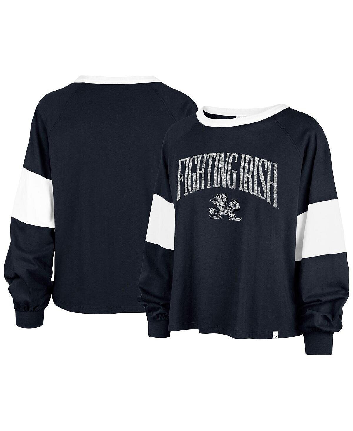 

Женская темно-синяя футболка с длинными рукавами Notre Dame Fighting Irish Upside Rhea Raglan '47 Brand, темно-синий