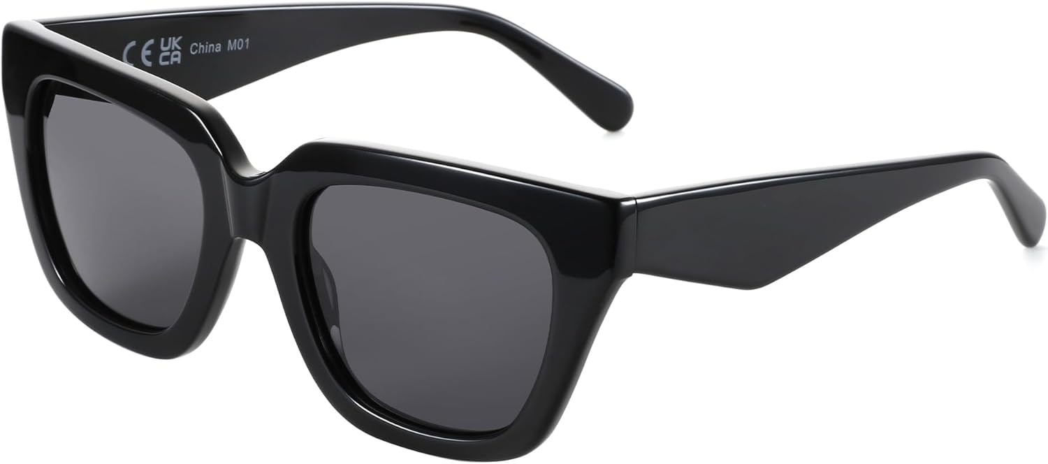 

Женские поляризованные солнцезащитные очки ZENOTTIC: стильные квадратные дизайнерские солнцезащитные очки в стиле ретро для отдыха с защитой от УФ-излучения UV400, C01 Black / Grey