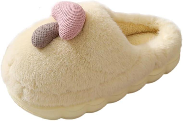 

Женские теплые плюшевые тапочки Uewidiod с отделкой в виде грибов, удобные мужские домашние тапочки с противоскользящей подошвой и толстой подошвой, зимние хлопковые тапочки, желтый