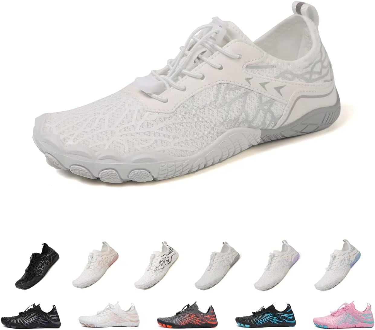 

Женские кроссовки для походов босиком, женские и мужские кроссовки для походов, дышащая и нескользящая спортивная обувь для трейлраннинга, для серфинга и ходьбы по воде, с широким носком Kaeril, белый/серый