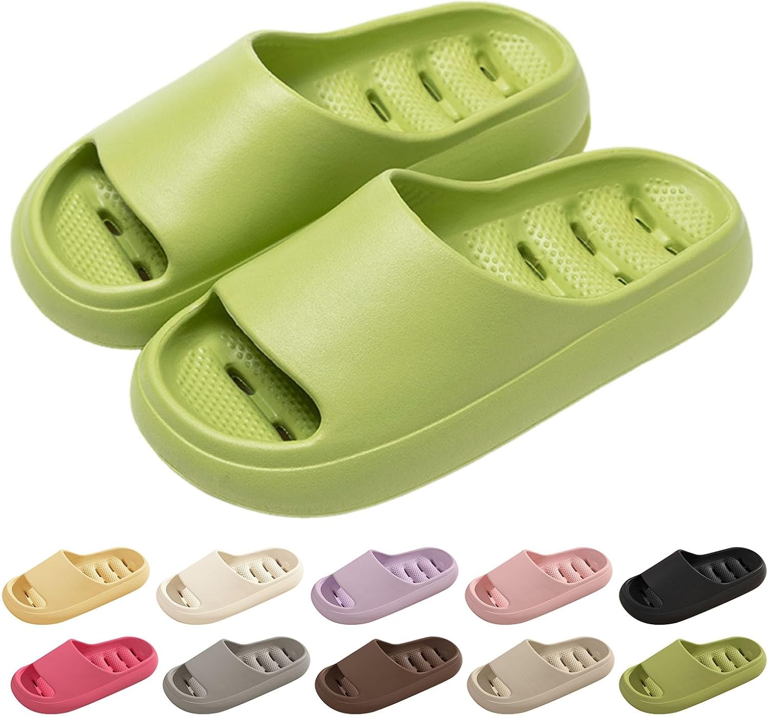 

Душевые тапочки для женщин и мужчин с массажным эффектом, мягкая амортизированная подошва - противоскользящие шлепанцы, быстро сохнущие сланцы, пляжные сандалии, переносные тапочки Generic, зеленый