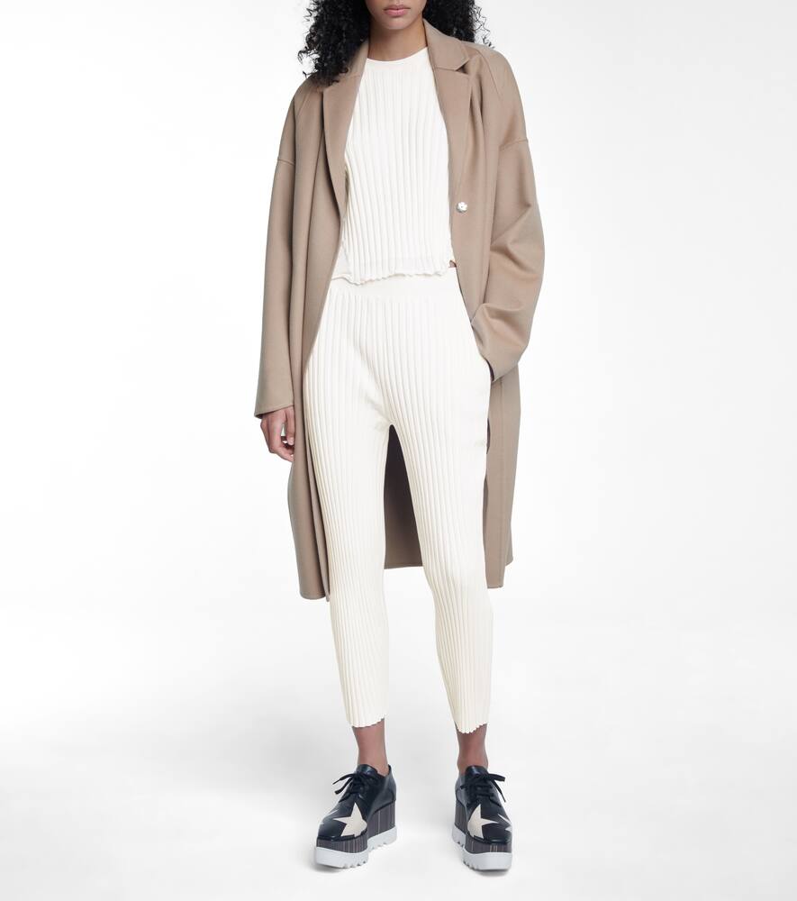 Рифленые прямые брюки из шерстяной смеси Stella McCartney, Ivory 2 — фото 2