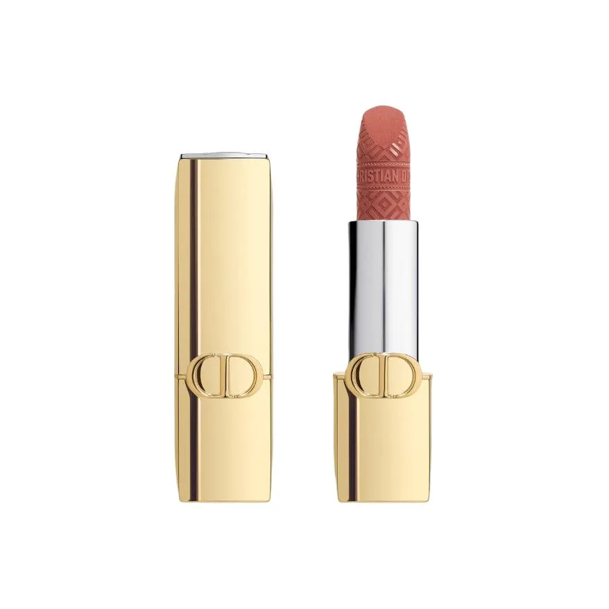 DIOR Ограниченная рождественская помада Fiery Blue Gold в тюбике, бархатистая, легко растушевывается, осветляющая, #374 — фото 4