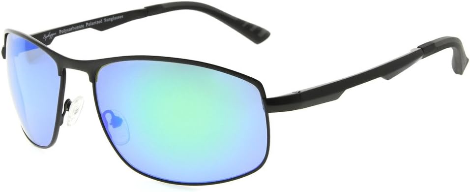 

Солнцезащитные очки Eyekepper с металлической оправой, пружинными шарнирами, поликарбонатными линзами и поляризованными линзами, для мужчин и женщин, Black/Green Mirror