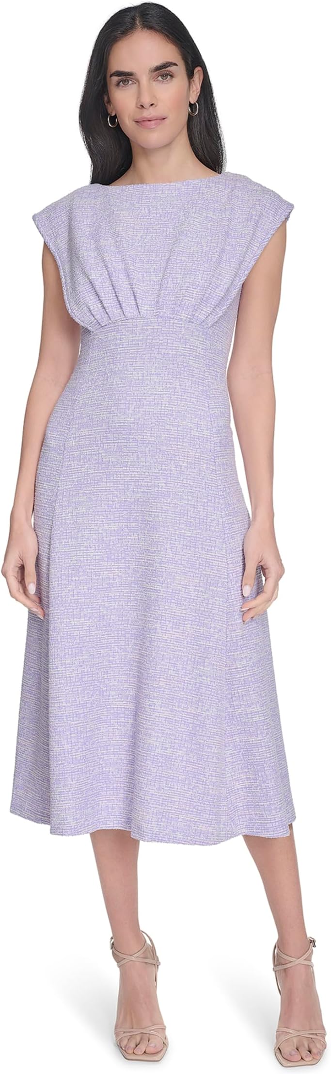 

Платье Calvin Klein Tweed Cap Sleeve Aline, цвет Opal White