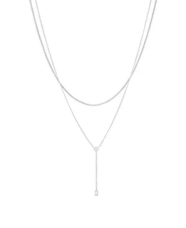 

Двухслойное Y-образное ожерелье с кубическим цирконием And Now This, silver