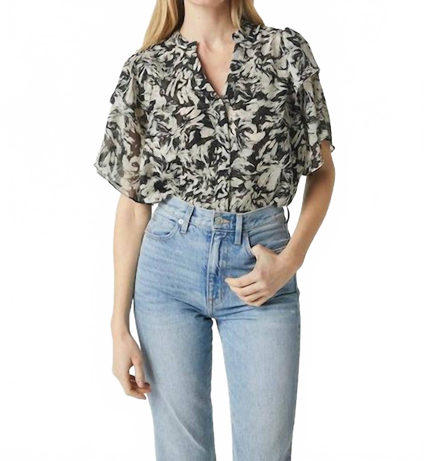 

Топ Misa Livia в тональном абстрактном принте Misa Los Angeles, Tonal Abstract