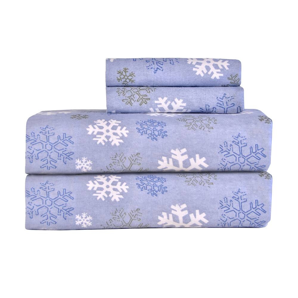 

Набор фланелевых простыней Pointehaven, цвет Blue Snowflake