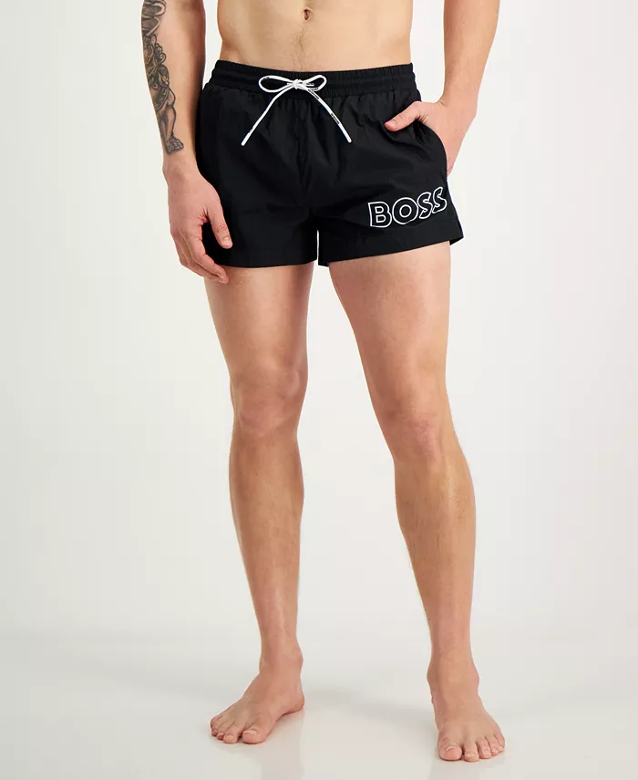 

Мужские плавки Mooneye Outlined Logo с кулиской, длина 3" Hugo Boss, черный