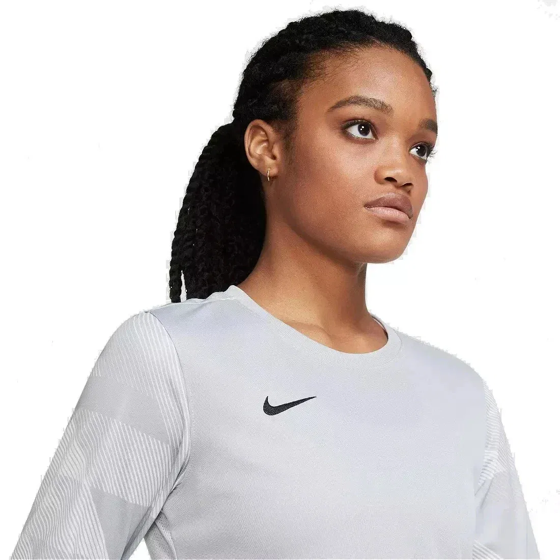 Женская вратарская футболка Nike Park IV серого цвета, модель Dri-FIT Activewear DSGL315, Grey — фото 3